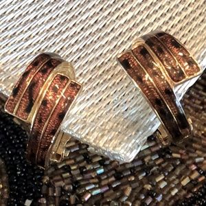 Leopard hoop clip on earrings